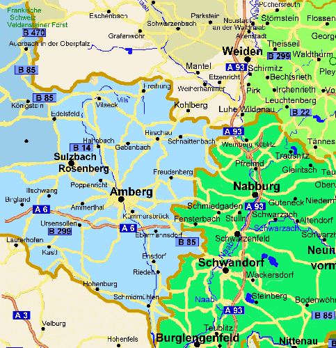 Landkarte Amberg und Sulzbach Rosenberg Karte der Oberpfalz